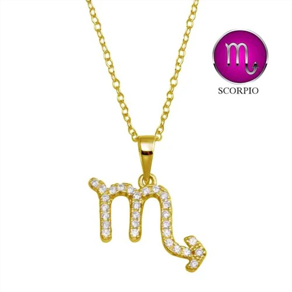 NEW STARLETTE women's scorpio necklace with extra cz sparkle in gold